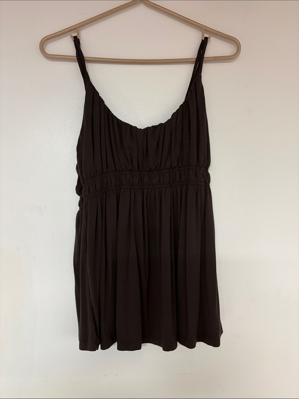 Women’s Soft Brown Adjustable Spaghetti Strap Tank Top